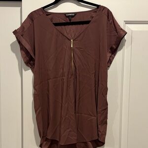 Express Women's Plum Top with Gold Zipper